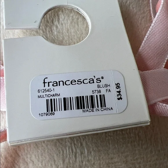 Francesca's Pink Ribbon Gold Charm Necklace - Picture 5 of 5